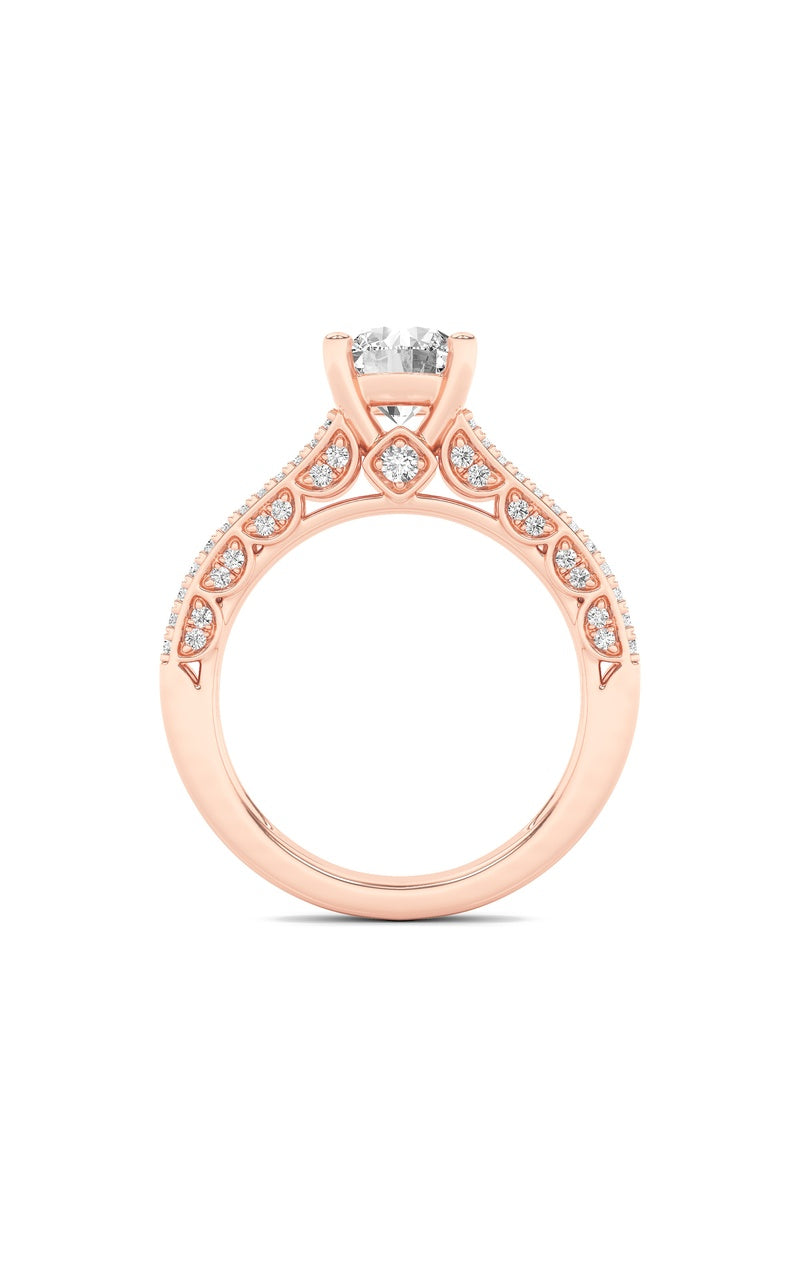 2Cttw Round Shaped Lab Grown Diamond (F/VS) Split Shank Accented Engagement Ring in 14K Gold
