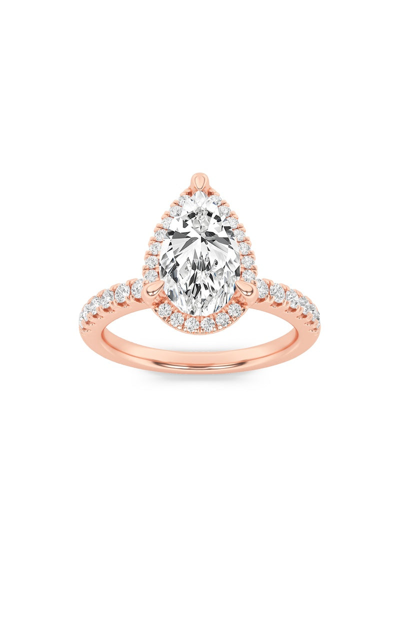 2Cttw Emerald Shaped Lab Grown Diamond (F/VS) Halo Accented Engagement Ring in 14K Gold