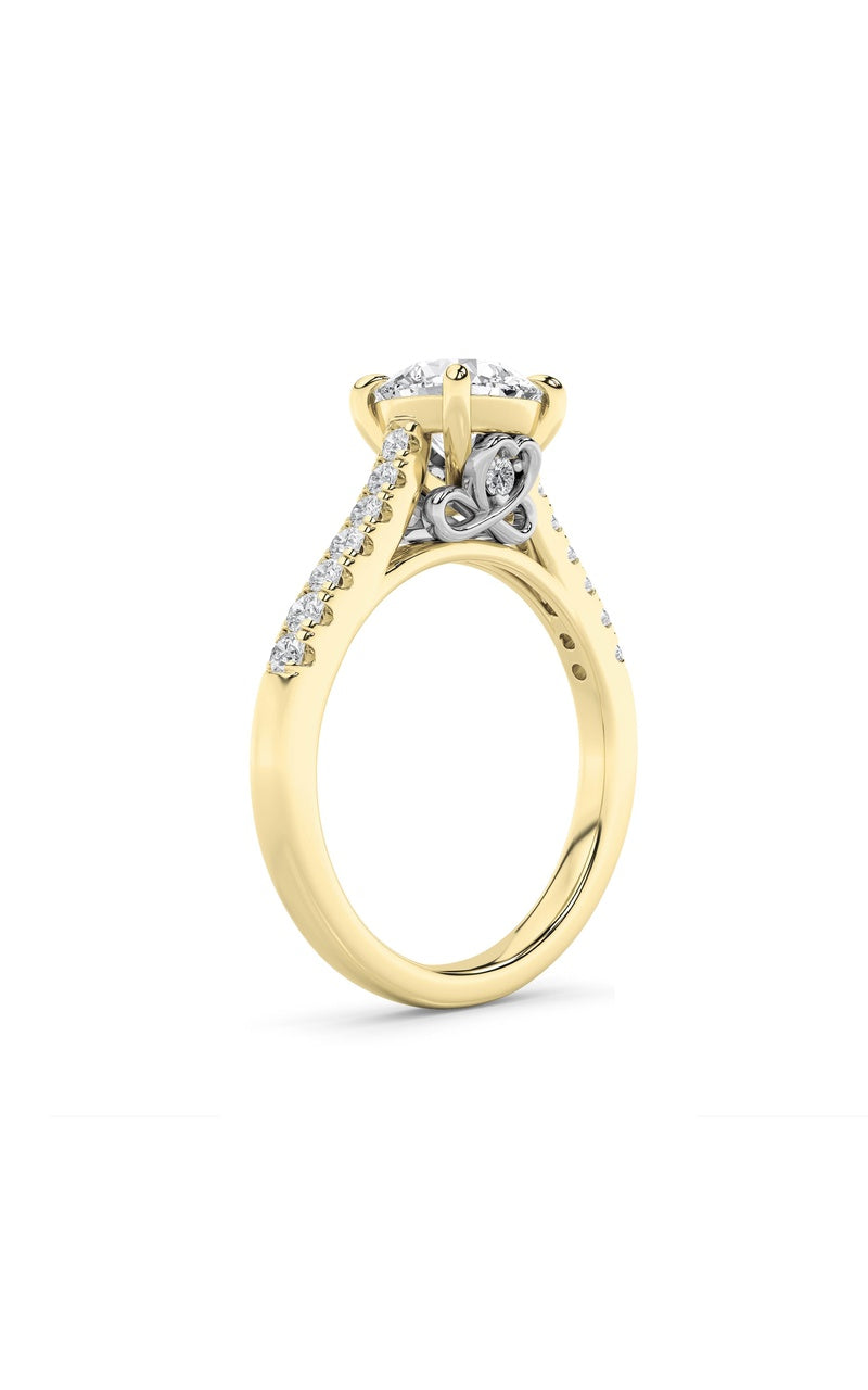 2.5Cttw Round Shaped Lab Grown Diamond (F/VS) Petite Shank Accented Engagement Ring in 14K Gold