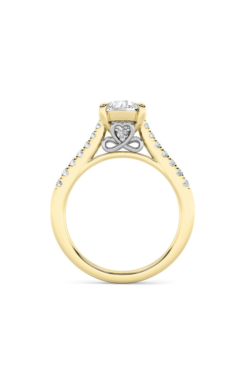 2.5Cttw Round Shaped Lab Grown Diamond (F/VS) Petite Shank Accented Engagement Ring in 14K Gold