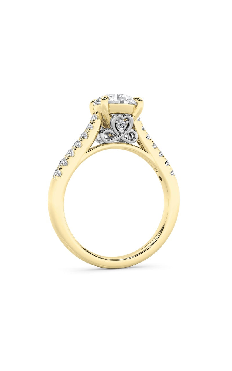 2.5Cttw Round Shaped Lab Grown Diamond (F/VS) Petite Shank Accented Engagement Ring in 14K Gold