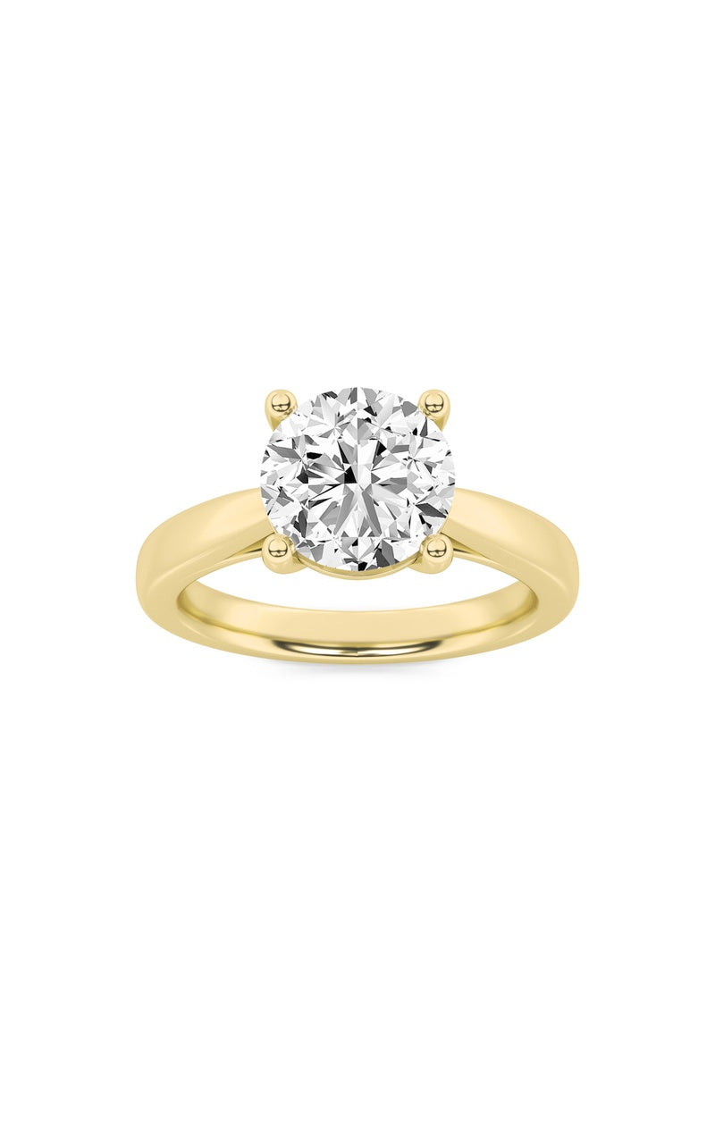 1Cttw Round Shaped Lab Grown Diamond (F/VS) Classic Shank Solitaire Engagement Ring in 14K Gold