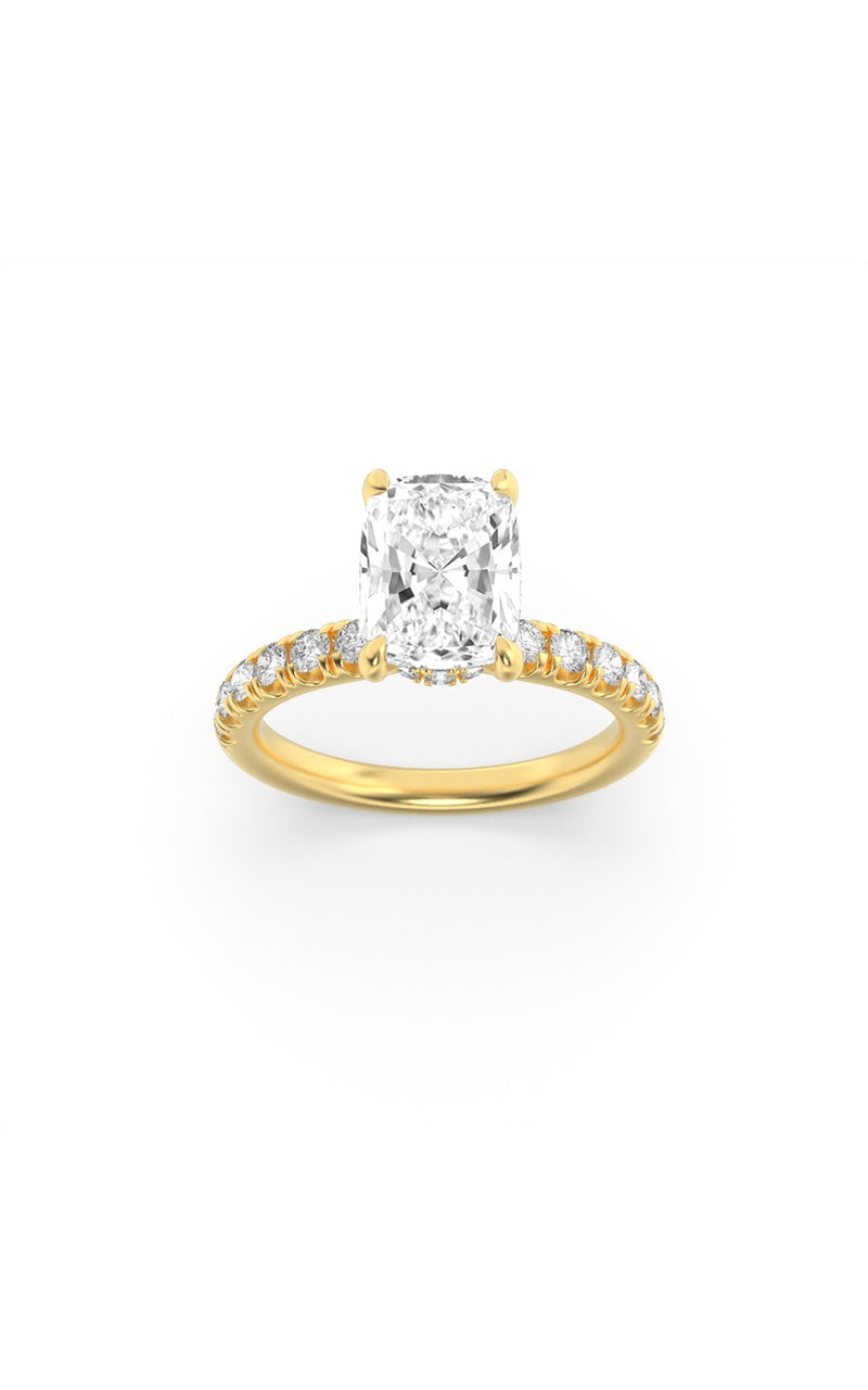 1.5Cttw Round Shaped Lab Grown Diamond (F/VS) Hidden Halo Accented Ring in 14K Gold