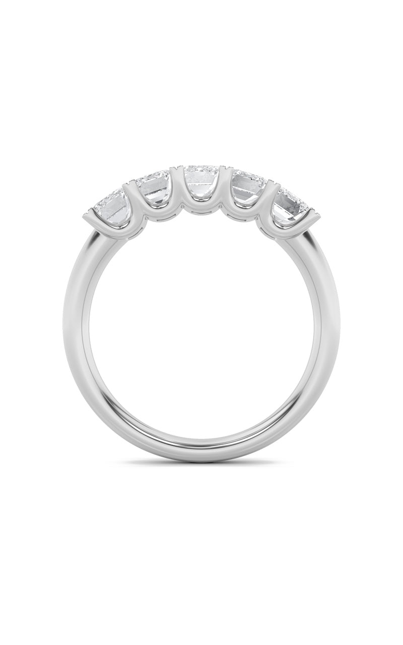 2Cttw Emerald Shaped Lab Grown Diamond (F/VS) Five Stone Band Ring in 14K Gold