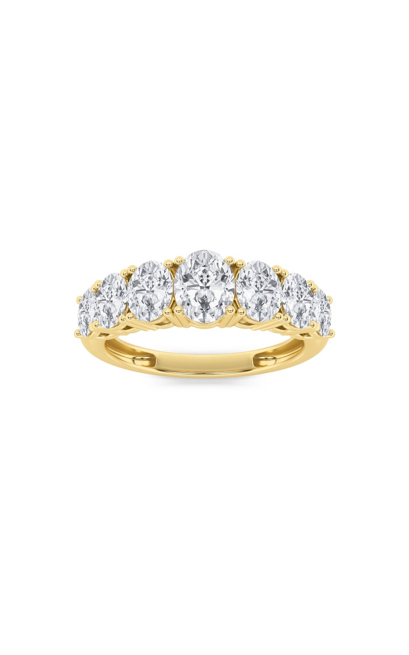 2Cttw Oval Shaped Lab Grown Diamond (F/VS) Seven Stone Band Ring in 14K Gold