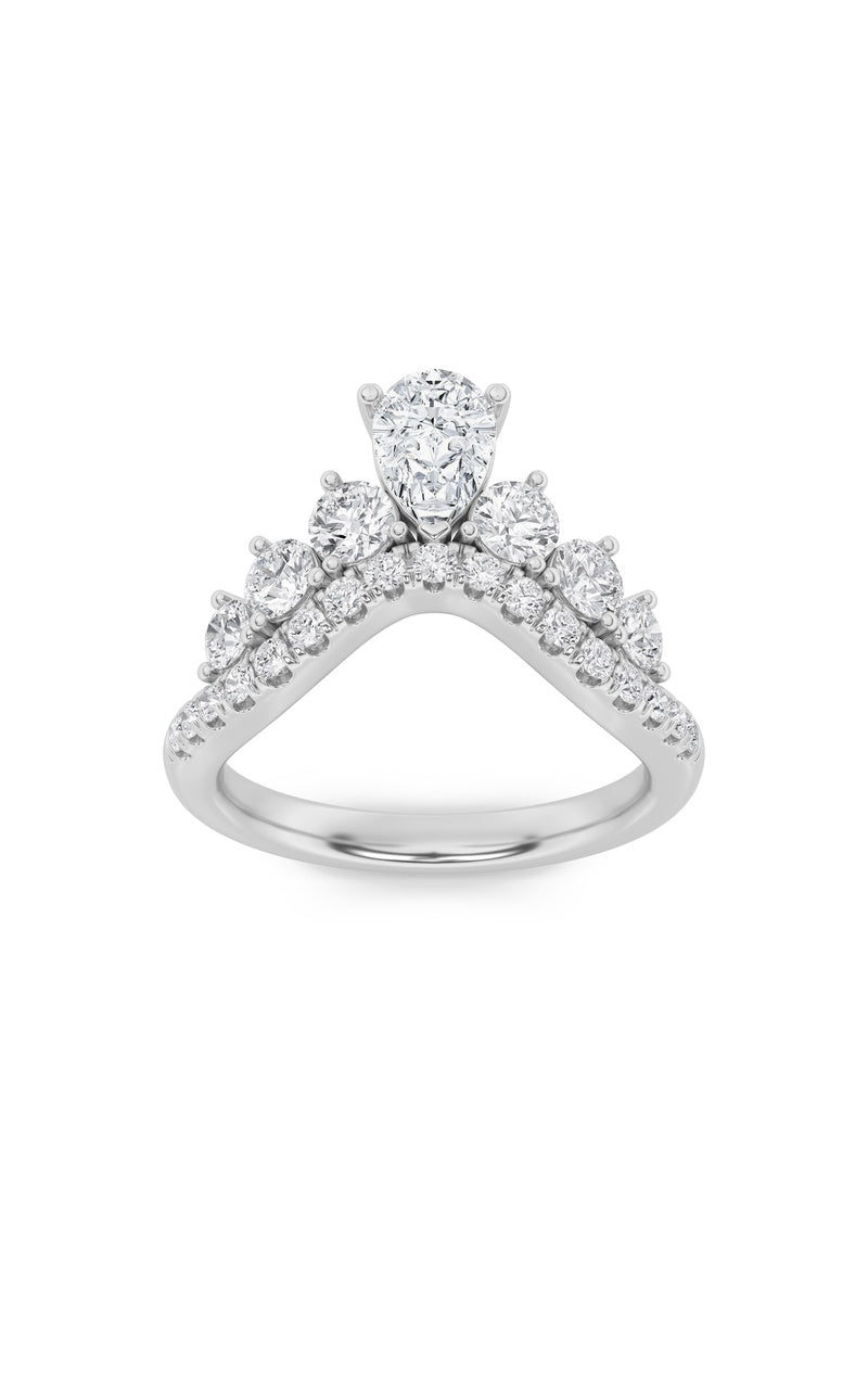 1.5Cttw Pear Shaped Lab Grown Diamond (F/VS) Fancy Contour Ring in 14K Gold