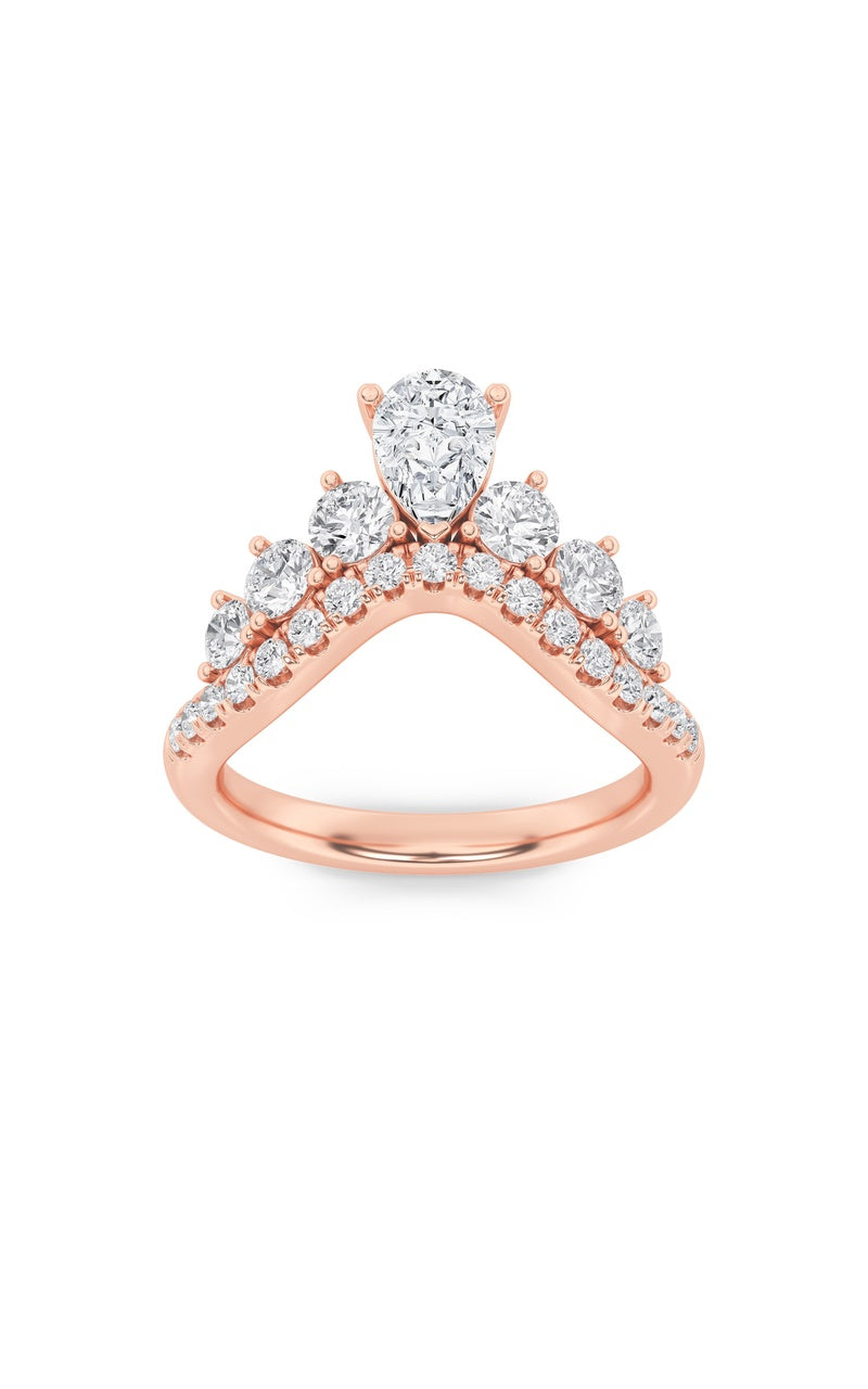 1.5Cttw Pear Shaped Lab Grown Diamond (F/VS) Fancy Contour Ring in 14K Gold