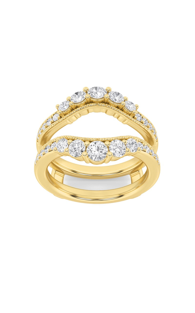 1Cttw Round Shaped Lab Grown Diamond (F/VS) Insert Jacket Ring in 14K Gold