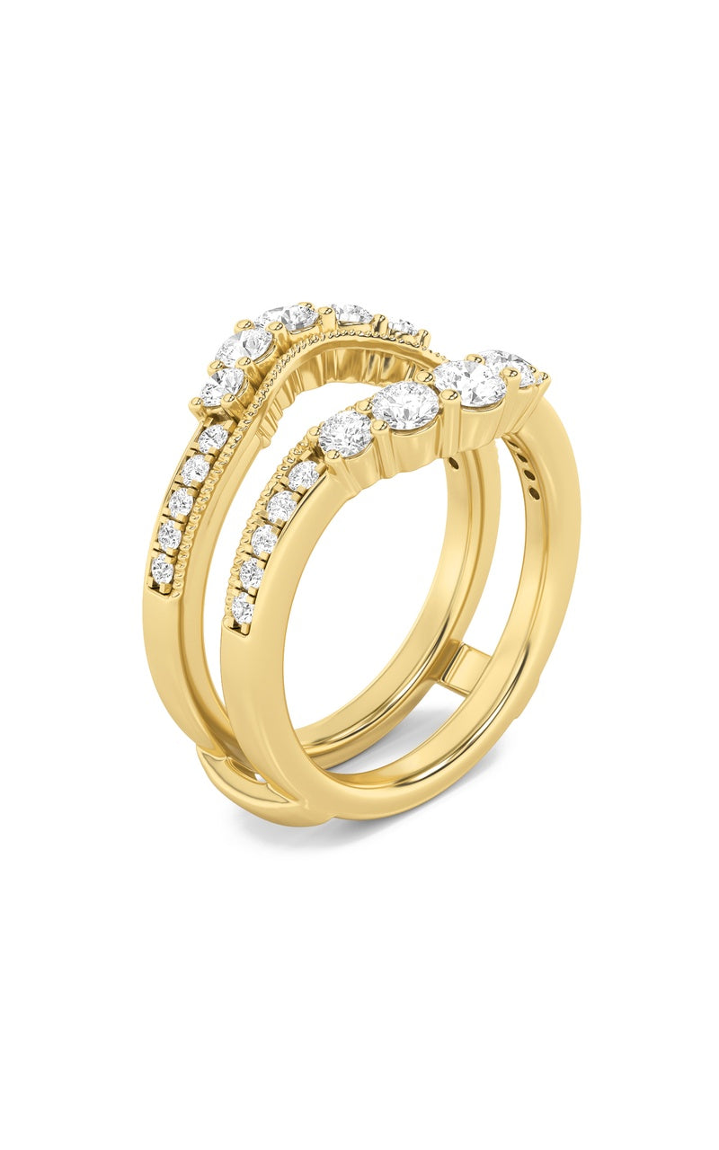 1Cttw Round Shaped Lab Grown Diamond (F/VS) Insert Jacket Ring in 14K Gold