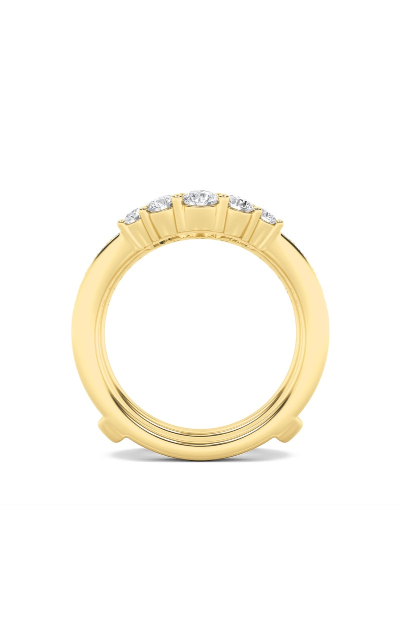 1Cttw Round Shaped Lab Grown Diamond (F/VS) Insert Jacket Ring in 14K Gold