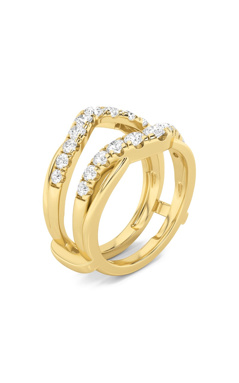 1Cttw Round Shaped Lab Grown Diamond (F/VS) Insert Jacket Ring in 14K Gold