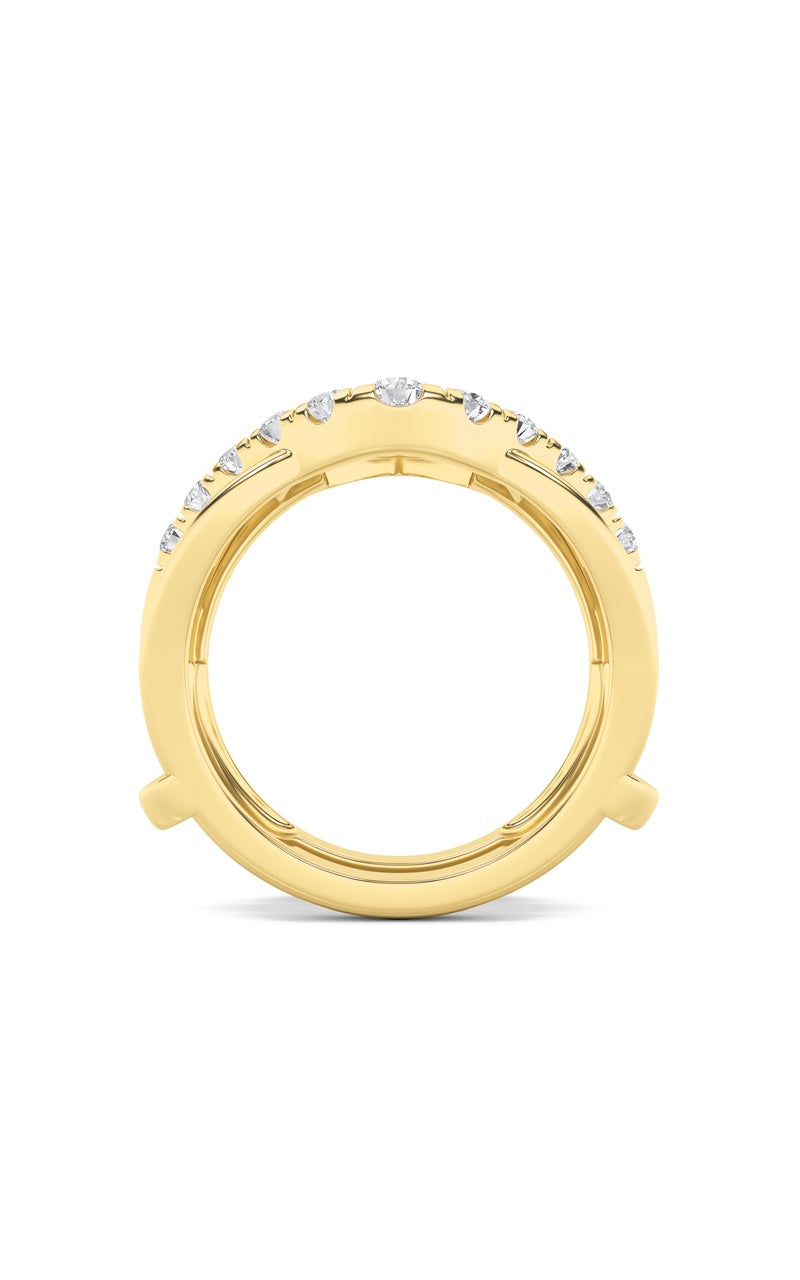 1Cttw Round Shaped Lab Grown Diamond (F/VS) Insert Jacket Ring in 14K Gold