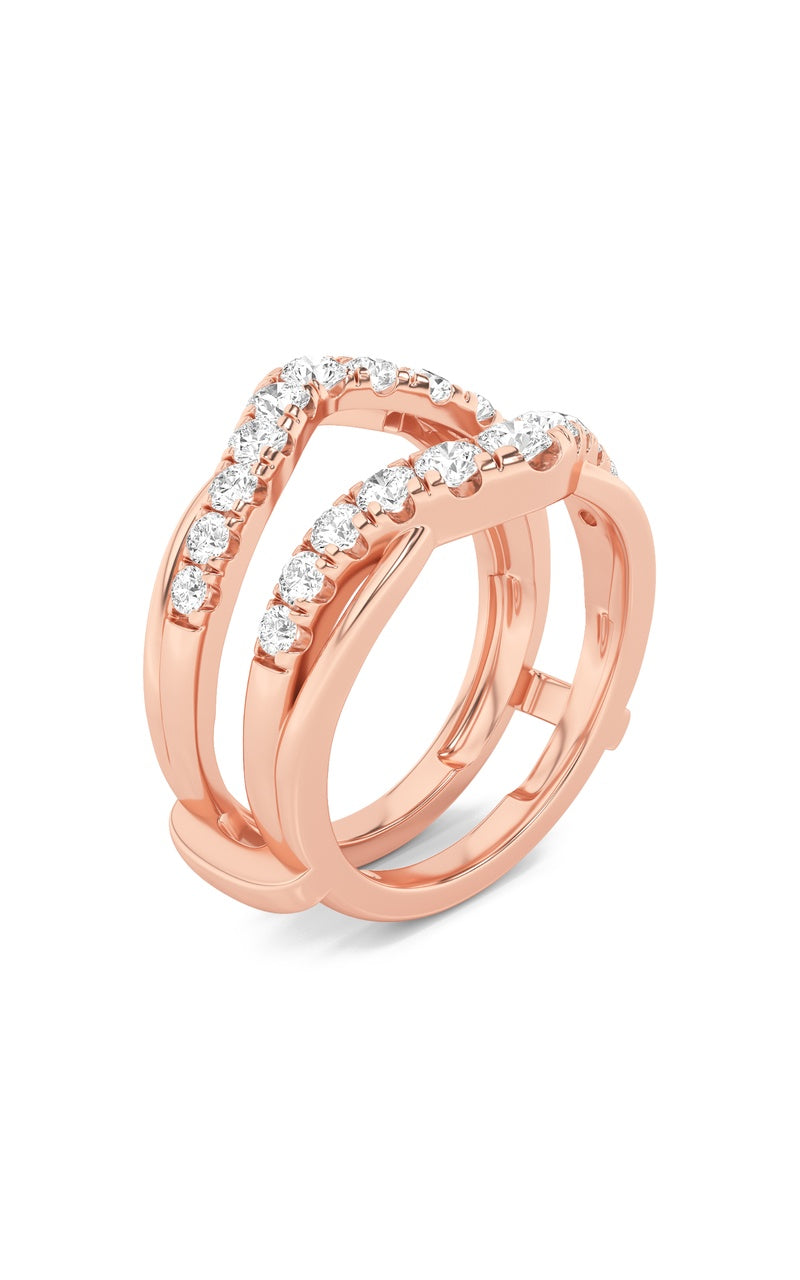 1Cttw Round Shaped Lab Grown Diamond (F/VS) Insert Jacket Ring in 14K Gold