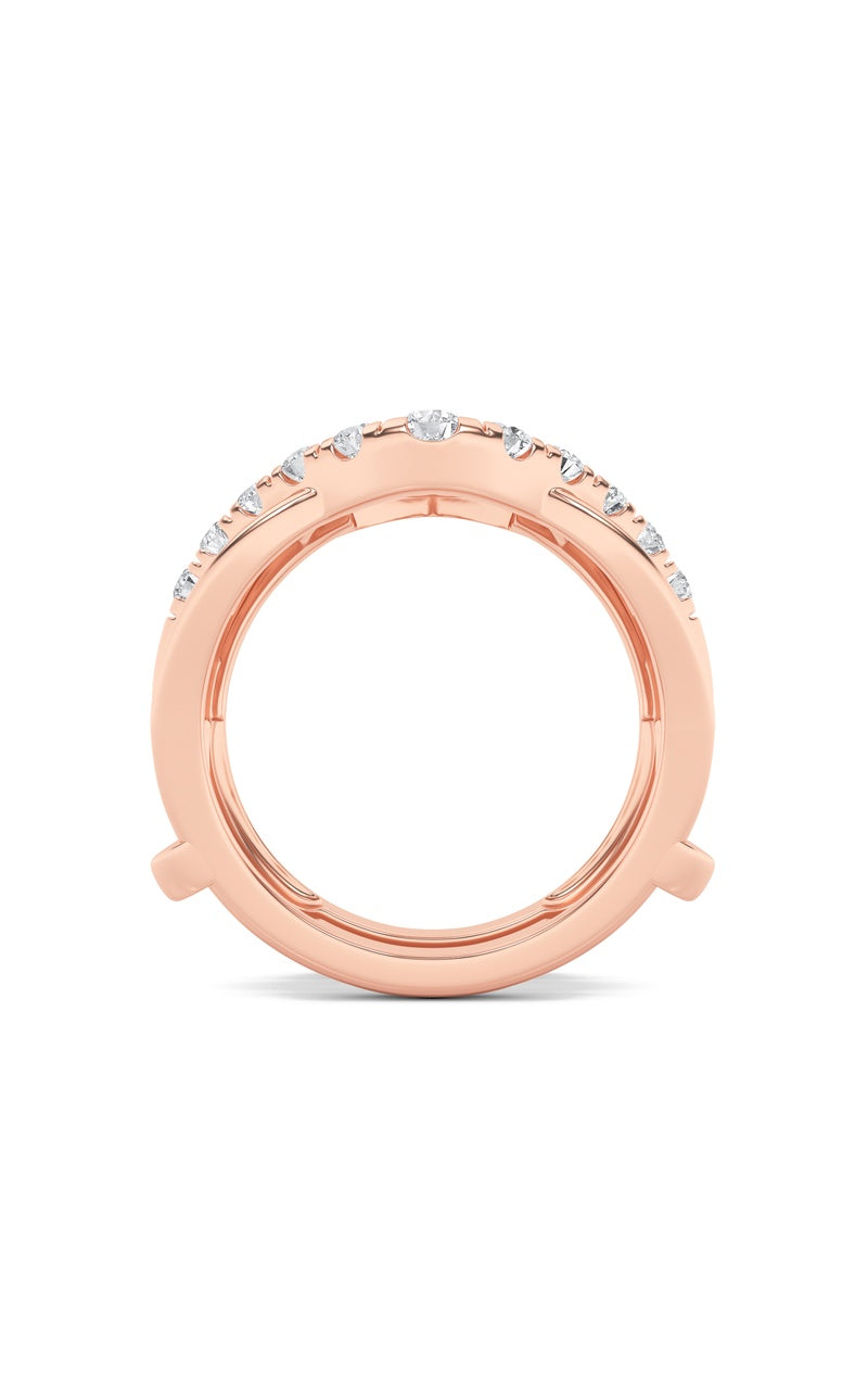 1Cttw Round Shaped Lab Grown Diamond (F/VS) Insert Jacket Ring in 14K Gold