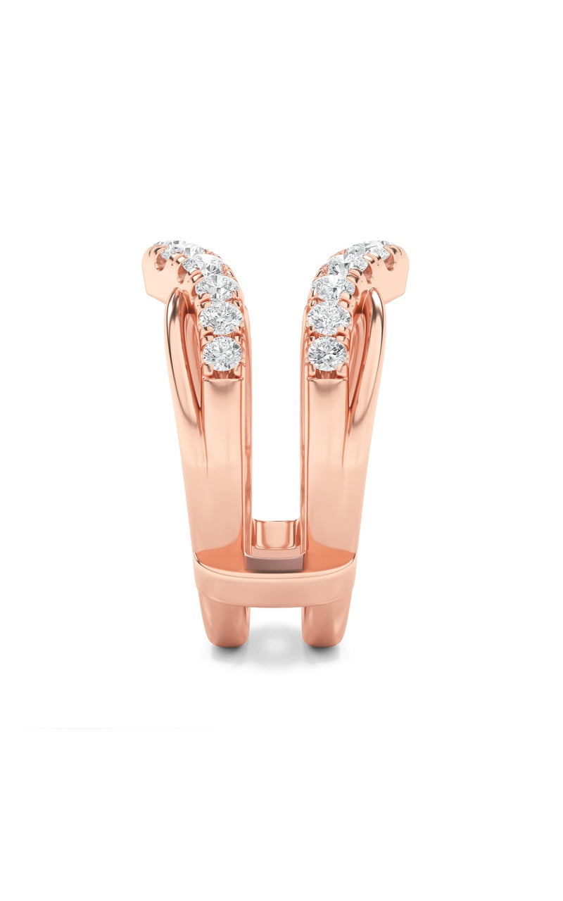 1Cttw Round Shaped Lab Grown Diamond (F/VS) Insert Jacket Ring in 14K Gold