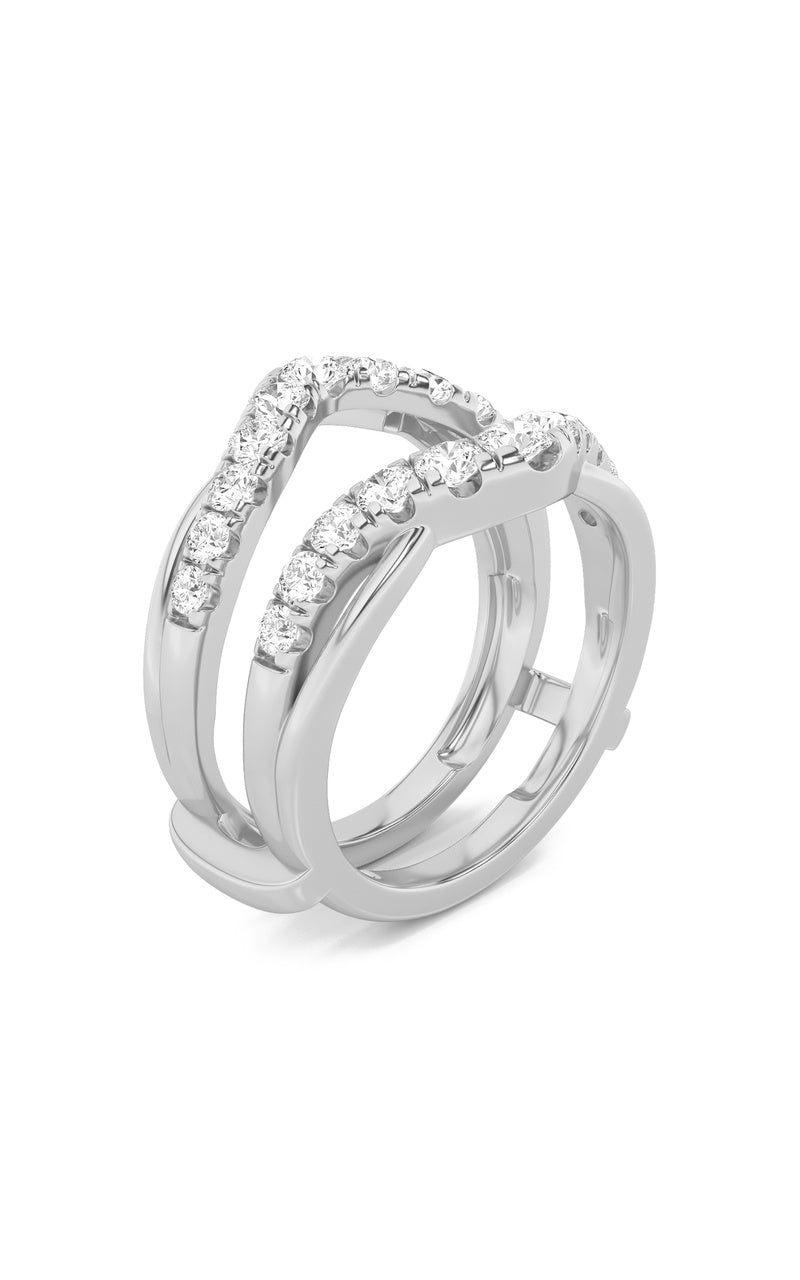 1Cttw Round Shaped Lab Grown Diamond (F/VS) Insert Jacket Ring in 14K Gold