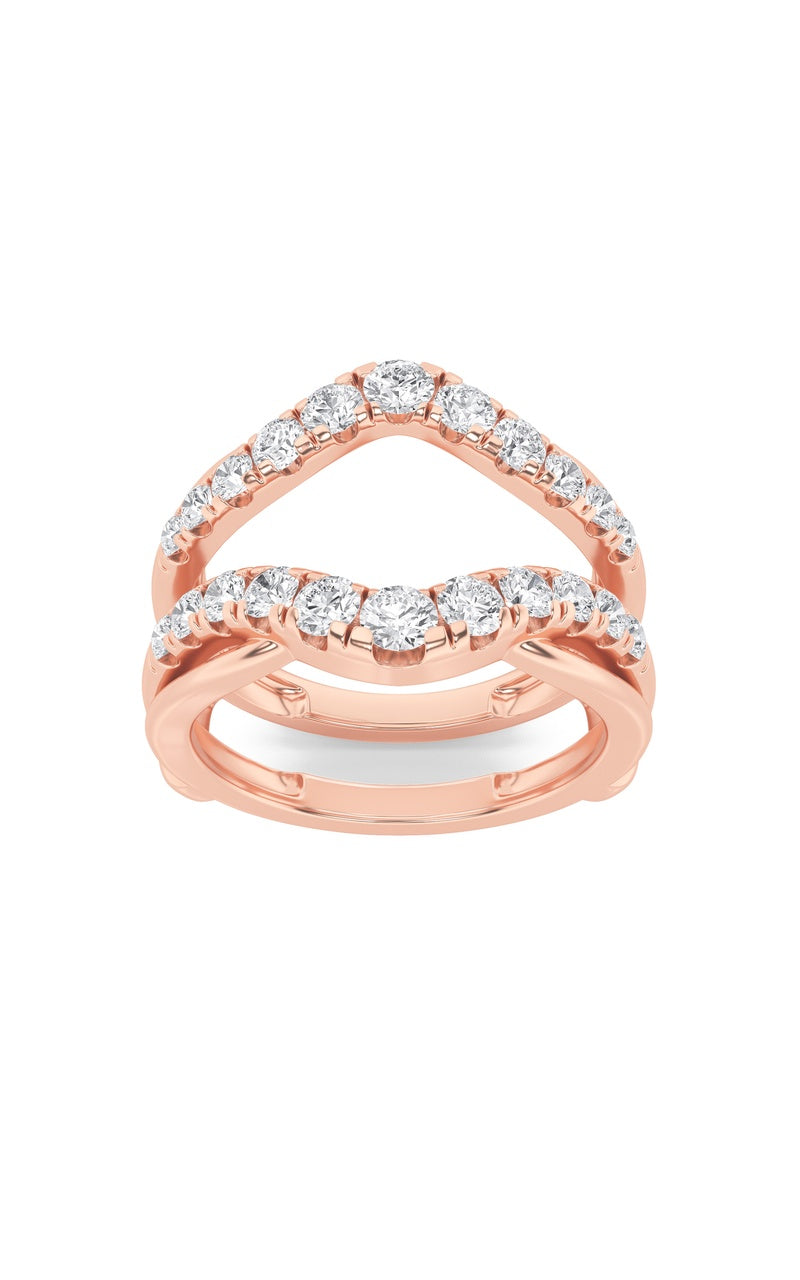 3Cttw Round Shaped Lab Grown Diamond (F/VS) Insert Jacket Ring in 14K Gold