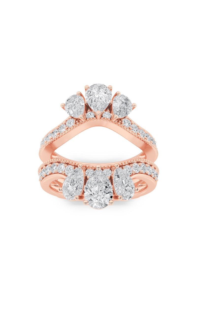2Cttw Pear Shaped Lab Grown Diamond (F/VS) Insert Jacket Ring in 14K Gold