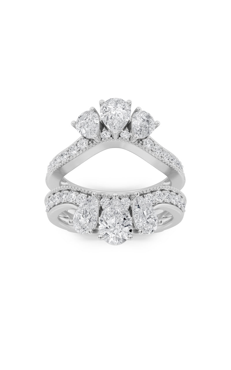 2Cttw Pear Shaped Lab Grown Diamond (F/VS) Insert Jacket Ring in 14K Gold