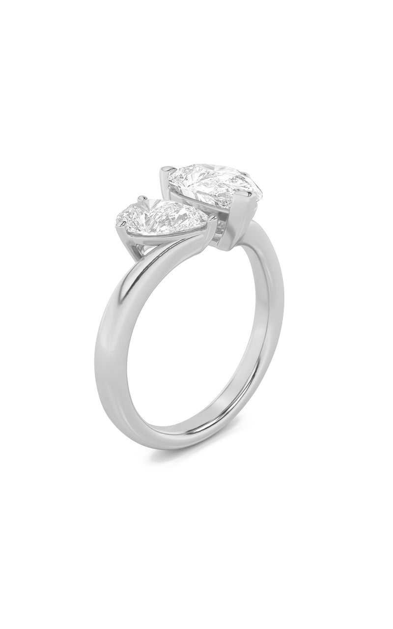3Cttw Pear Shaped Lab Grown Diamond (F/VS) Toi et Moi Engagement Ring in 14K Gold
