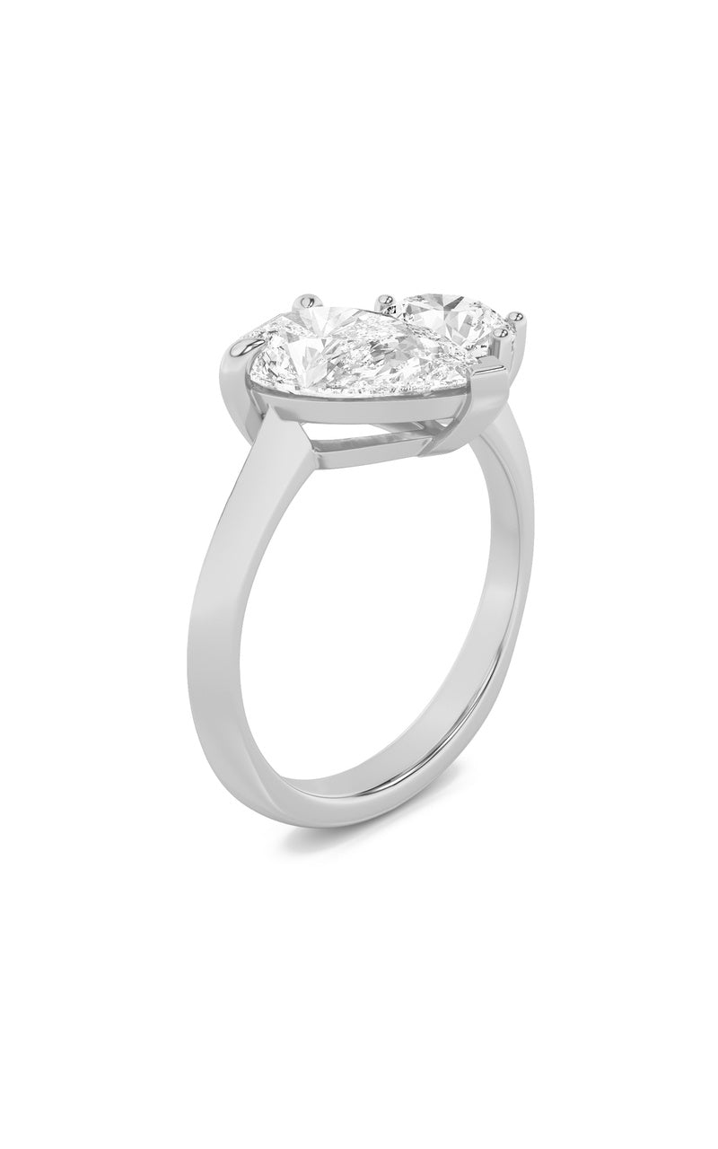 3Cttw Pear Shaped Lab Grown Diamond (F/VS) Toi et Moi Engagement Ring in 14K Gold