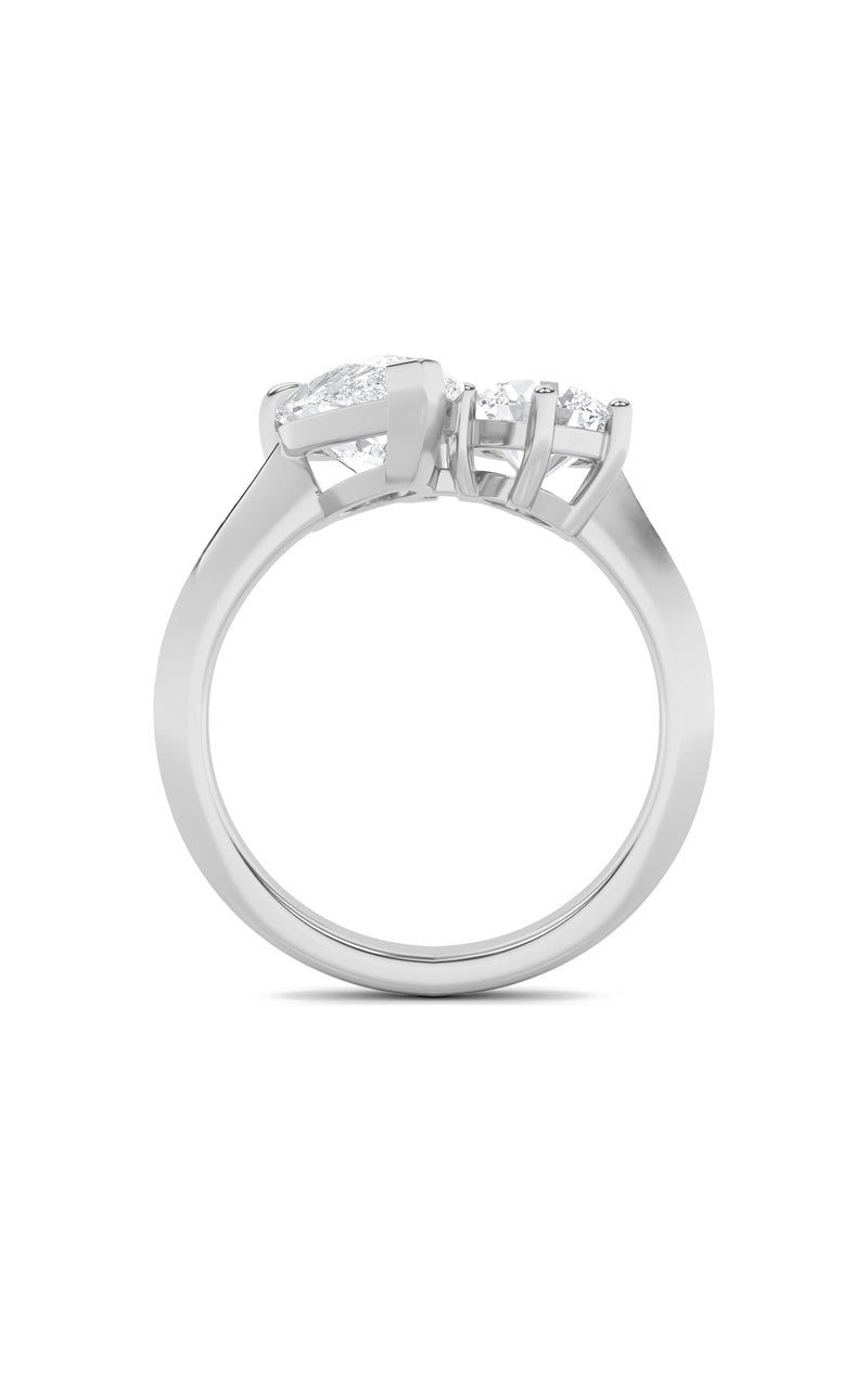 3Cttw Pear Shaped Lab Grown Diamond (F/VS) Toi et Moi Engagement Ring in 14K Gold
