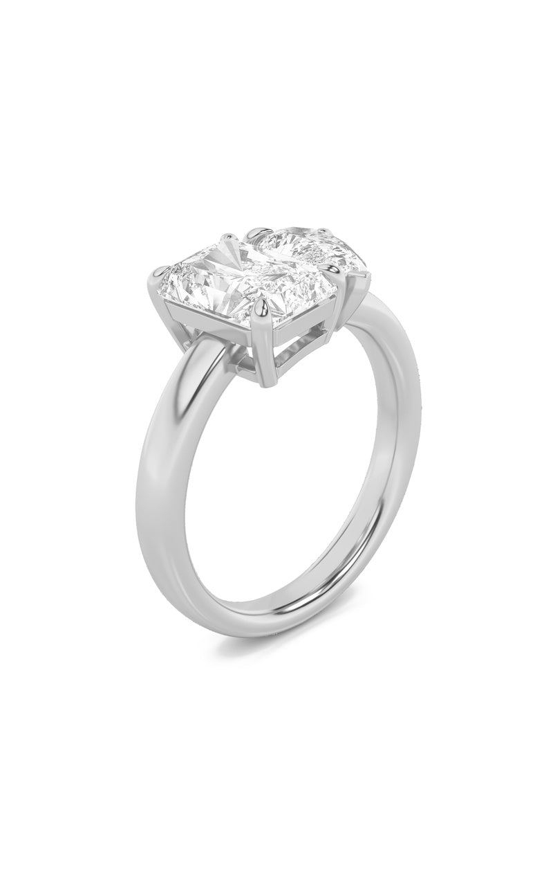 3Cttw Emerald Shaped Lab Grown Diamond (F/VS) Toi et Moi Engagement Ring in 14K Gold