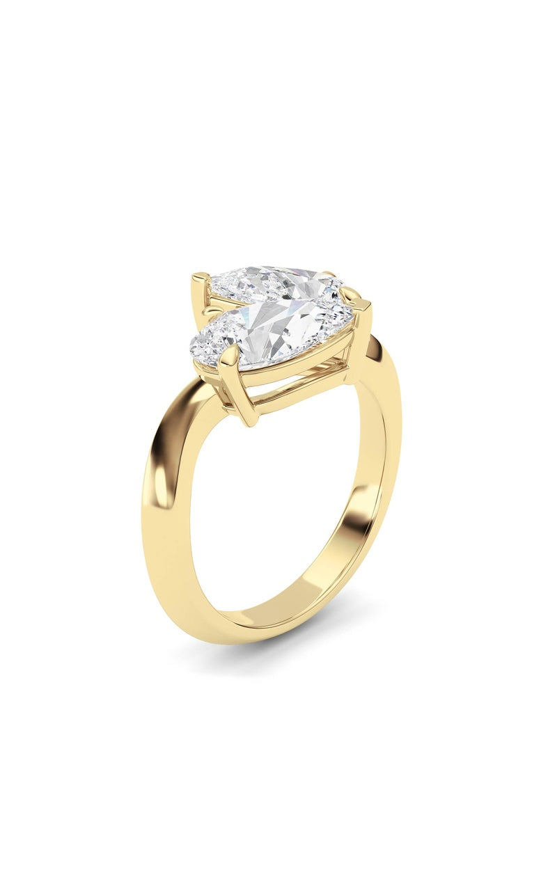 3Cttw Pear Shaped Lab Grown Diamond (F/VS) Toi et Moi Engagement Ring in 14K Gold