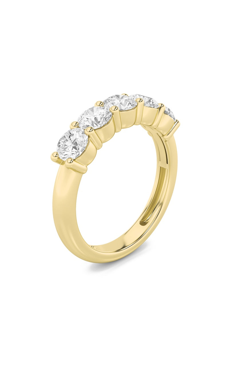 1.5Cttw Round Shaped Lab Grown Diamond (F/VS) Five Stone Band Ring in 14K Gold