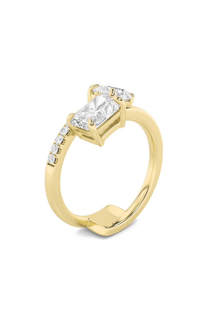 1.5Cttw Pear Shaped Lab Grown Diamond (F/VS) Toi et Moi Fashion Ring in 14K Gold