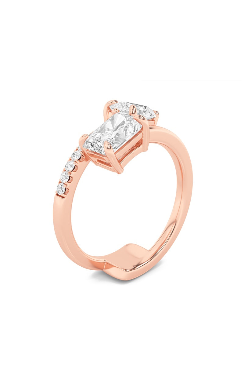 1.5Cttw Pear Shaped Lab Grown Diamond (F/VS) Toi et Moi Fashion Ring in 14K Gold