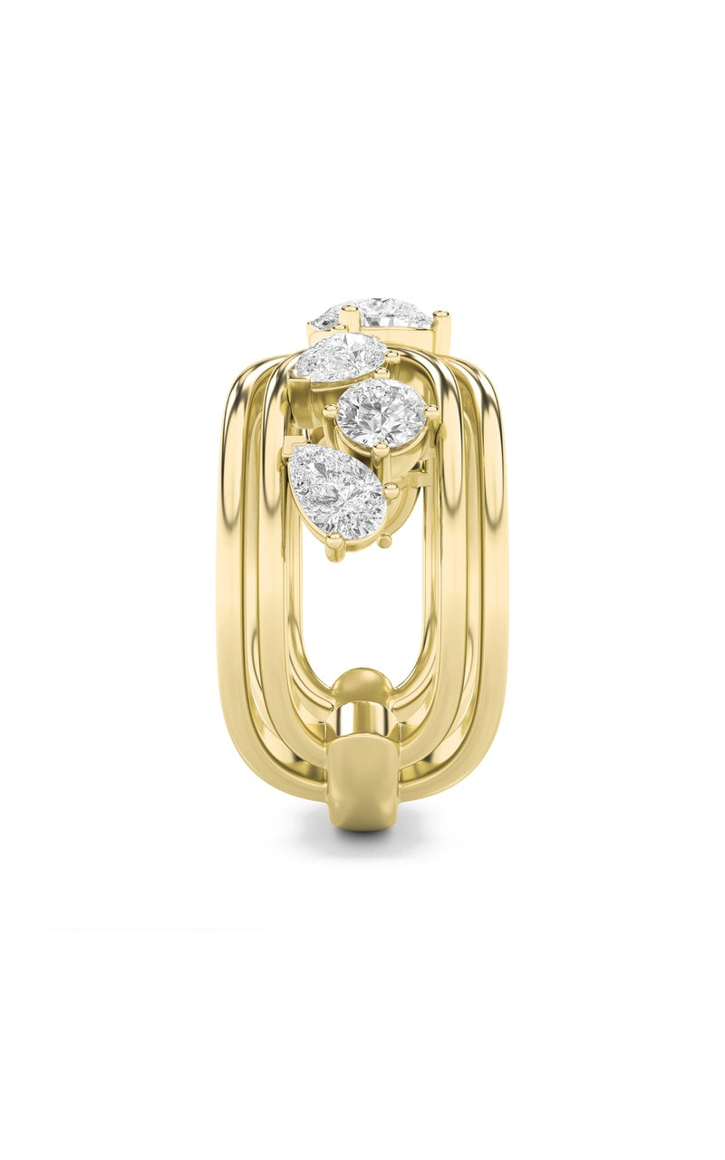 2Cttw Pear Shaped Lab Grown Diamond (F/VS) Seven Stone Fashion Ring in 14K Gold