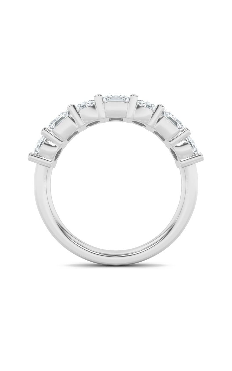 3Cttw Emerald Shaped Lab Grown Diamond (F/VS) Seven Stone Band Ring in 14K Gold