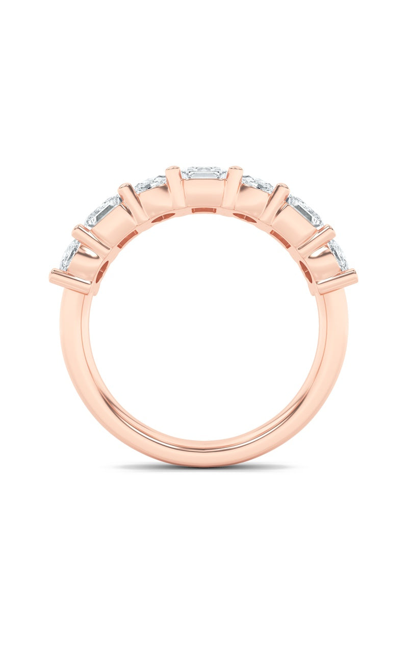 3Cttw Emerald Shaped Lab Grown Diamond (F/VS) Seven Stone Band Ring in 14K Gold