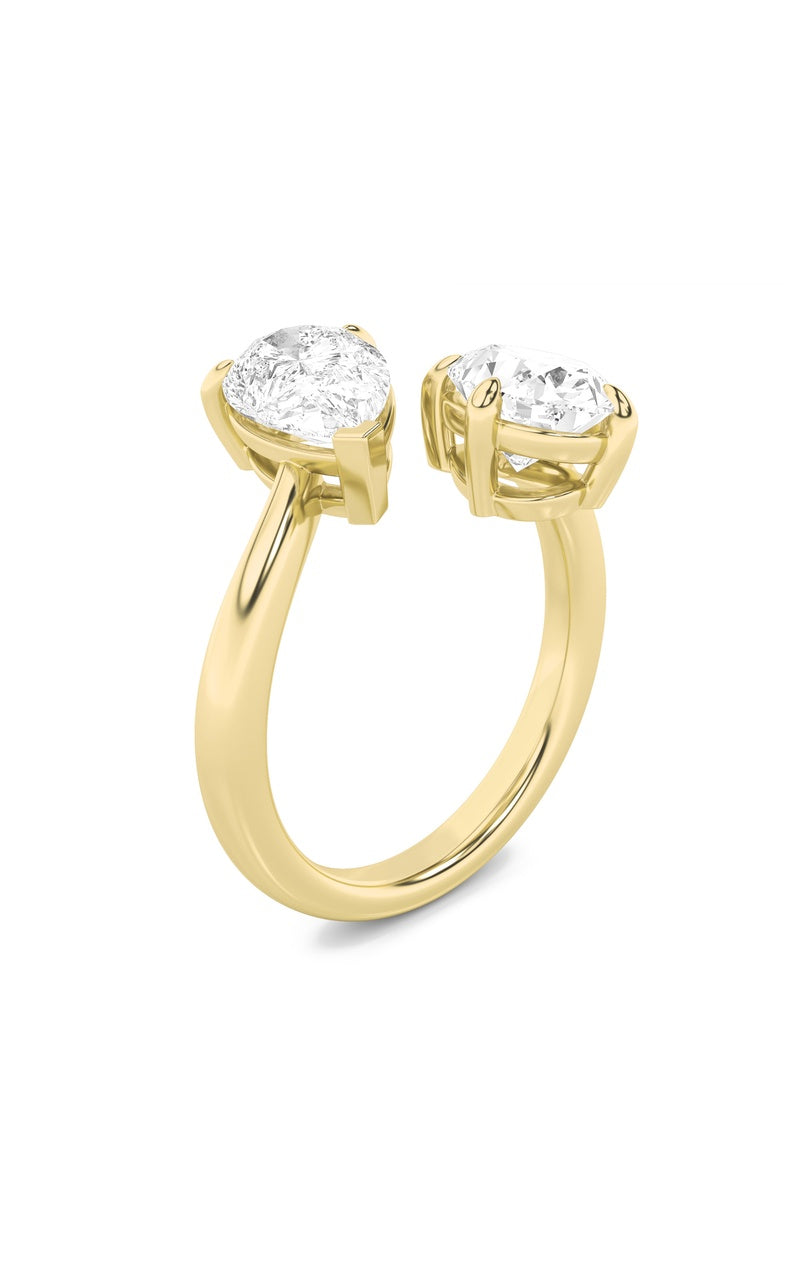 3Cttw Oval Shaped Lab Grown Diamond (F/VS) Toi et Moi Fashiion Ring in 14K Gold