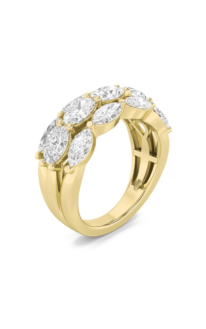 3Cttw Oval Shaped Lab Grown Diamond (F/VS) Multi Stone Band Ring in 14K Gold