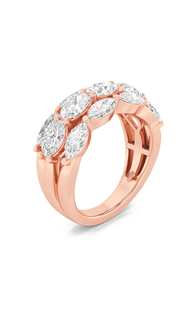 3Cttw Oval Shaped Lab Grown Diamond (F/VS) Multi Stone Band Ring in 14K Gold