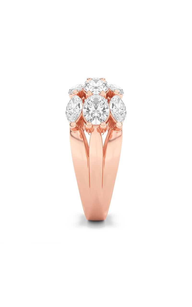 3Cttw Oval Shaped Lab Grown Diamond (F/VS) Multi Stone Band Ring in 14K Gold