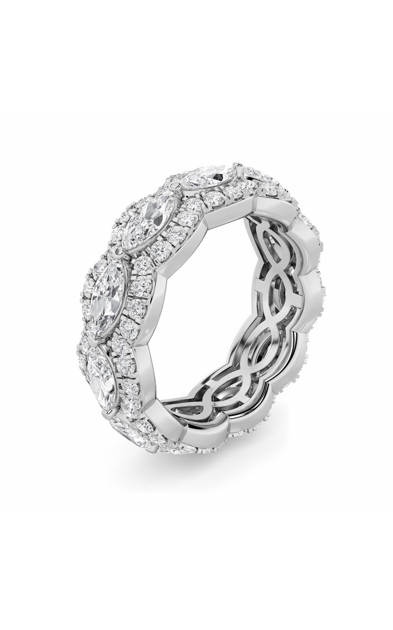 4Cttw Marquise Shaped Lab Grown Diamond (F/VS) Eternity Band Ring in 14K Gold