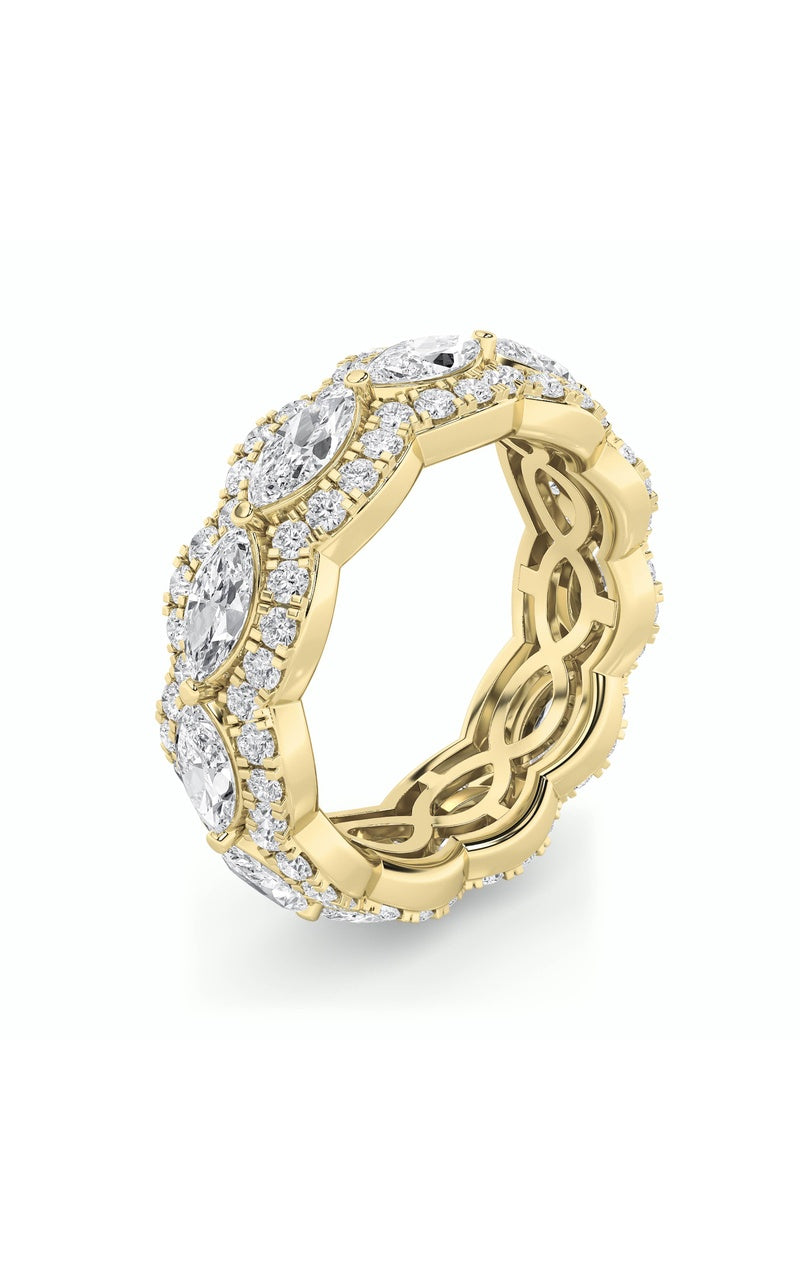 4Cttw Marquise Shaped Lab Grown Diamond (F/VS) Eternity Band Ring in 14K Gold