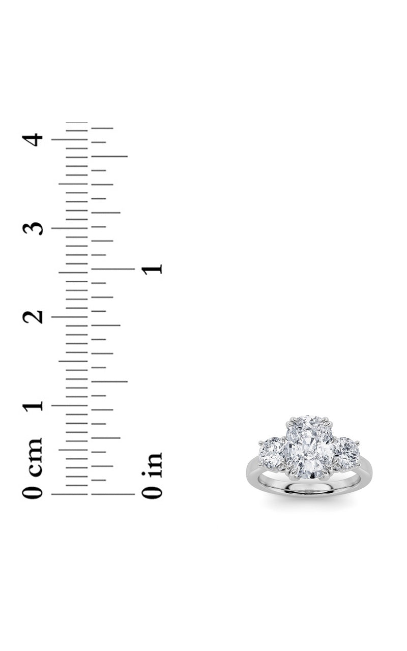 3Cttw Elongated Cushion Shaped Lab Grown Diamond (F/VS) Accented Three Stone Ring in 14K Gold