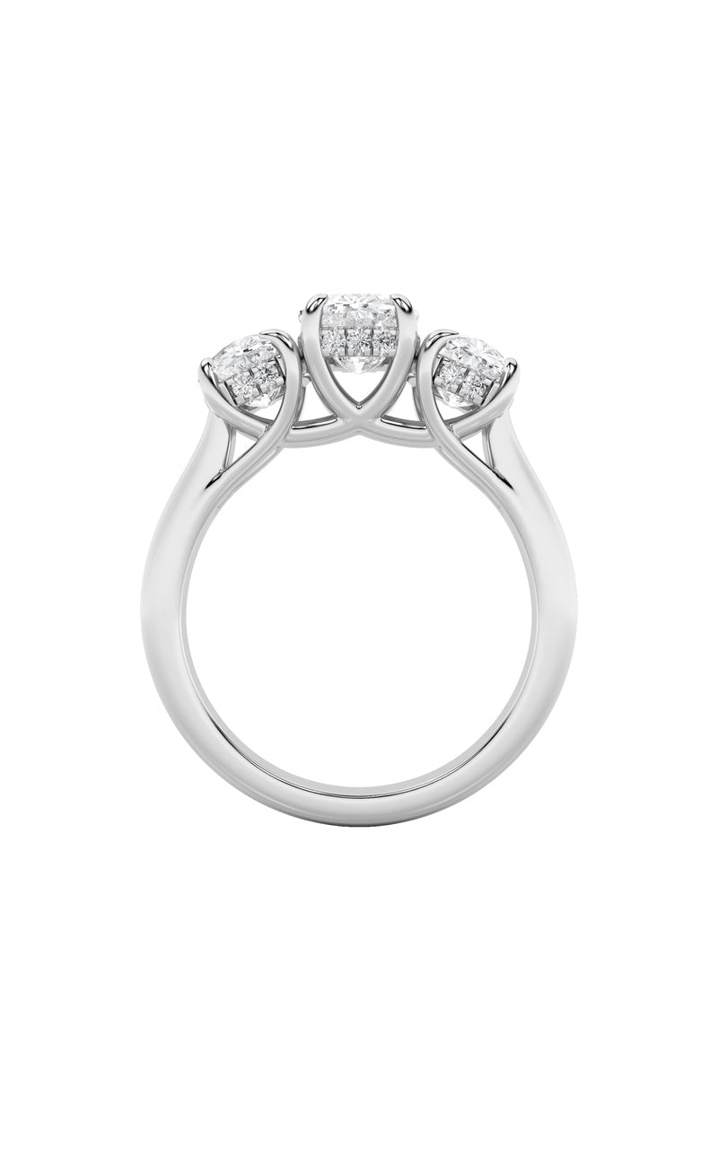 3.5Cttw Elongated Cushion Shaped Lab Grown Diamond (F/VS) Three Stone Ring in 14K Gold