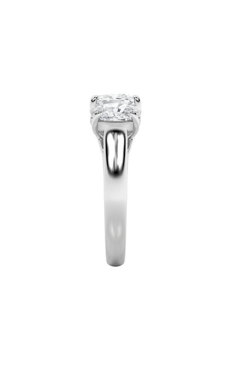 3.5Cttw Elongated Cushion Shaped Lab Grown Diamond (F/VS) Three Stone Ring in 14K Gold