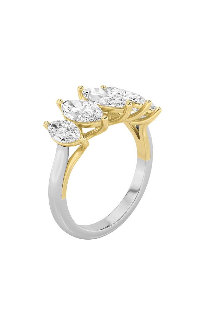 2.5Cttw Marquise Shaped Lab Grown Diamond (F/VS) Five Stone Ring in 14K Gold