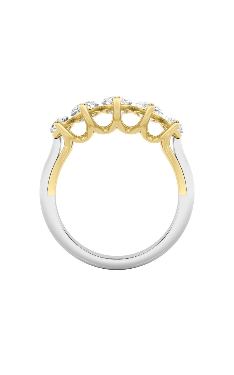 2.5Cttw Marquise Shaped Lab Grown Diamond (F/VS) Five Stone Ring in 14K Gold