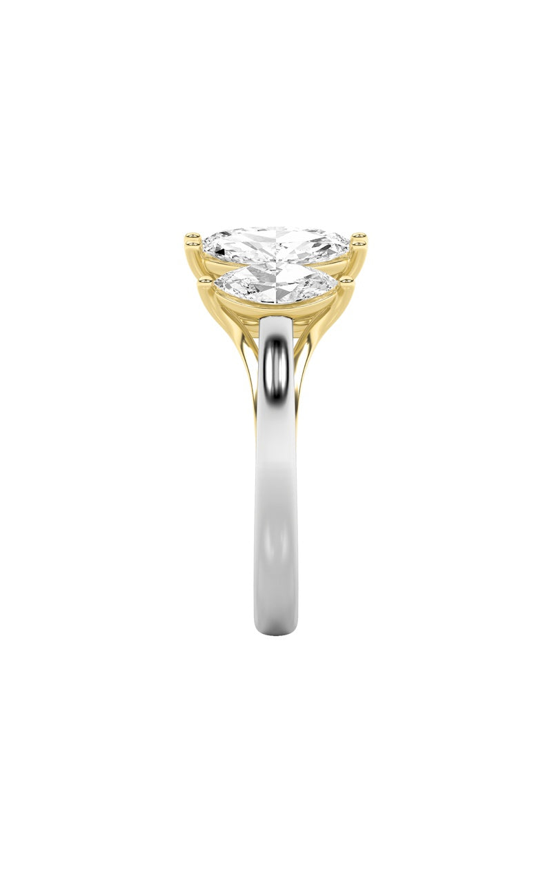 2.5Cttw Marquise Shaped Lab Grown Diamond (F/VS) Five Stone Ring in 14K Gold