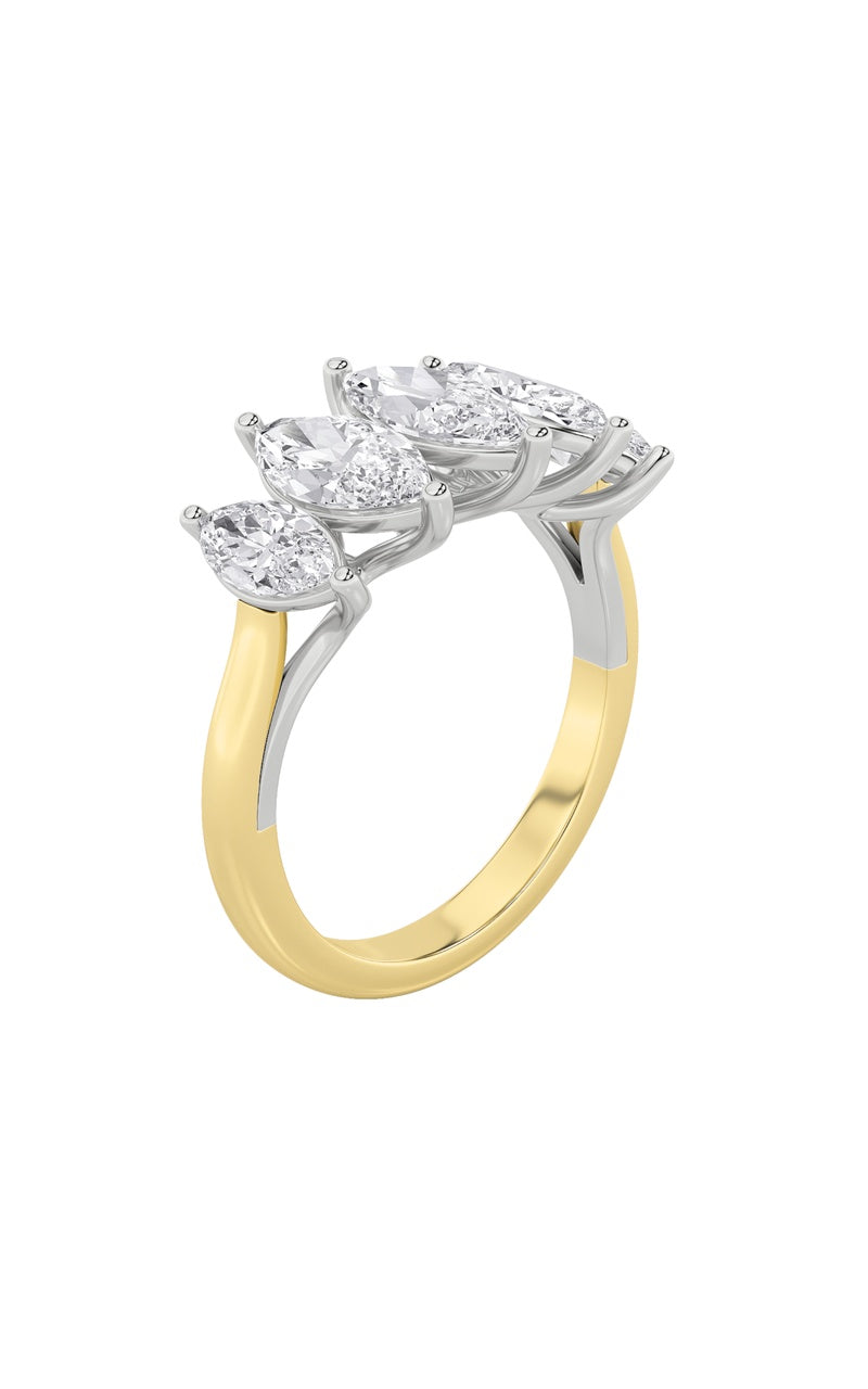 2.5Cttw Marquise Shaped Lab Grown Diamond (F/VS) Five Stone Ring in 14K Gold