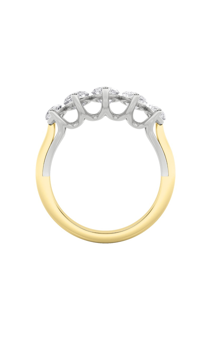 2.5Cttw Marquise Shaped Lab Grown Diamond (F/VS) Five Stone Ring in 14K Gold