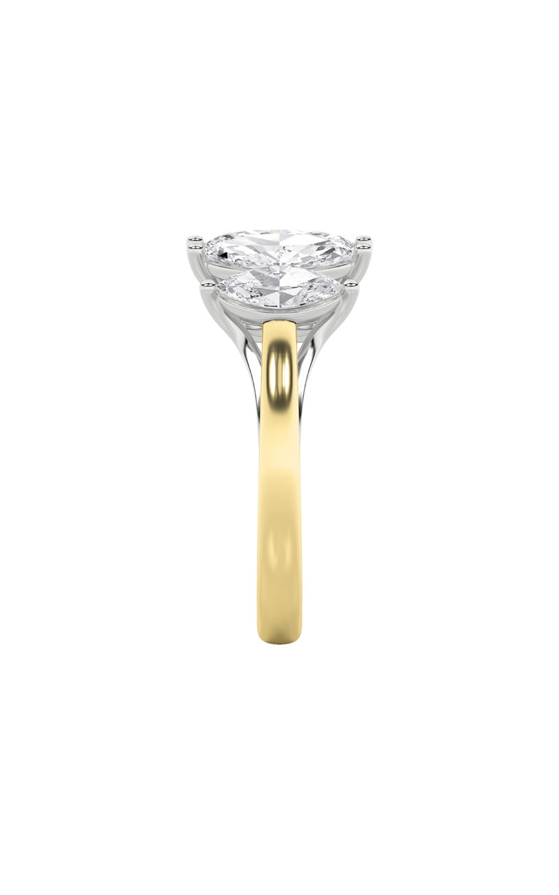 2.5Cttw Marquise Shaped Lab Grown Diamond (F/VS) Five Stone Ring in 14K Gold