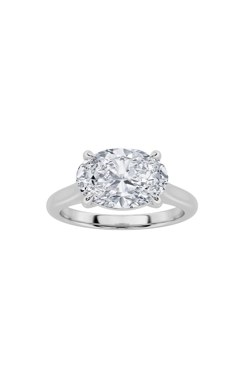 2Cttw Oval Shaped Lab Grown Diamond (F/VS) East West Accented Ring in 14K Gold